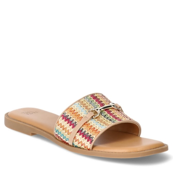 NWT Time and Tru Women's Horsebit Hardware Slide Sandal - Picture 1 of 5